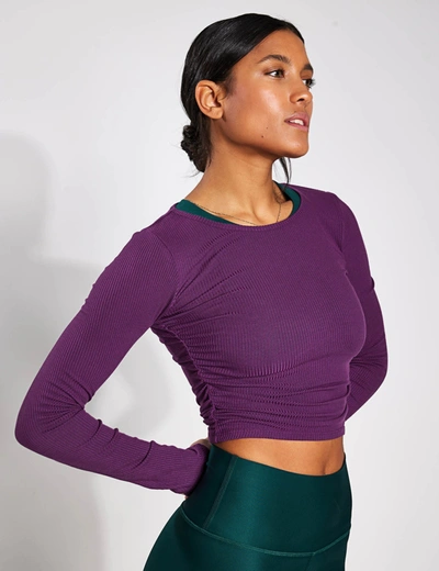 Alo Yoga Gather Long Sleeve Top In Dark Plum