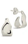 Sterling Forever Hammered Huggie Stud Earrings In Silver