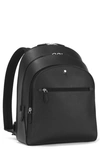 Montblanc Sartorial Medium Cross-grain Leather Backpack In Black