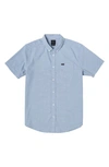 Rvca Kids' That'll Do Stretch Short Sleeve Button-down Shirt In Oxford Blue