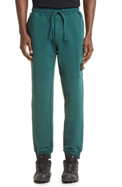 Stone Island Cotton Track Pants In Bottle Green
