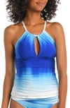 La Blanca Ocean Keyhole Tankini Top In Sapphire