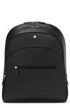 Montblanc Sartorial Medium Cross-grain Leather Backpack In Black