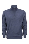 Fedeli Half-zip Wool Jumper In Blue