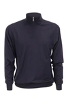 Fedeli Favonio - Zip Turtleneck Sweater In Cashmere In Blue