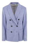 PESERICO PESERICO WOOL AND LINEN CANVAS DOUBLE-BREASTED BLAZER