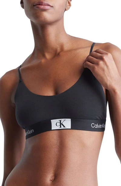 Calvin Klein 1996 Unlined Stretch Cotton Bralette In Black