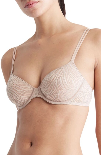 Calvin Klein Sheer Marquisette Underwire Demi Bra In Brown