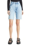 Frame High Waist Denim Bermuda Shorts In Rossum 1 Year