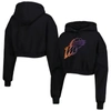 The Wild Collective Black Phoenix Mercury Washed Cropped Pullover Hoodie In Black