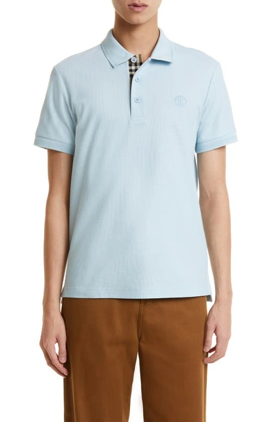 Burberry Men's Eddie Organic Cotton Polo Shirt In Duck Egg Blue