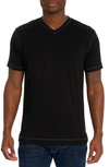 Robert Graham Eastwood V-neck Cotton Blend T-shirt In Black