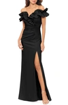 XSCAPE RUCHED RUFFLE SCUBA GOWN