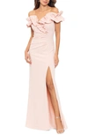 XSCAPE RUCHED RUFFLE SCUBA GOWN