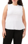 Halogen Ribbed Peplum Tank Top In Bright White