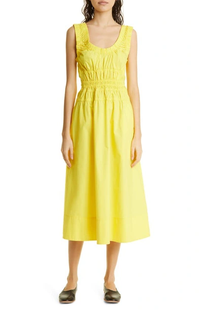 Proenza Schouler White Label Gathered Midi Dress In Yellow