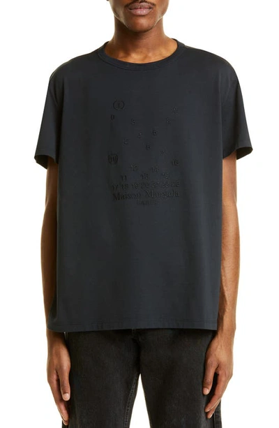 Maison Margiela Dispersed Number Logo Print Crewneck Cotton T-shirt In Black