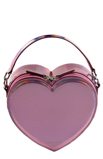 Liselle Kiss Harley Faux Leather Heart Crossbody Bag In Pink Mirror