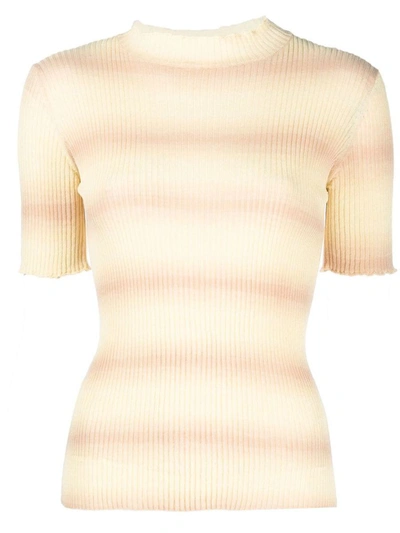 Apc Victoire Striped Knitted Top In Yellow