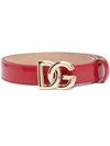 Dolce & Gabbana Logo-plaque Patent Belt In Red