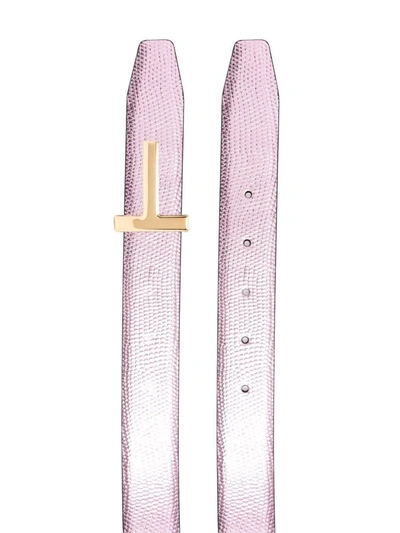 Tom Ford Logo-buckle Leather Belt In Pink &amp; Purple