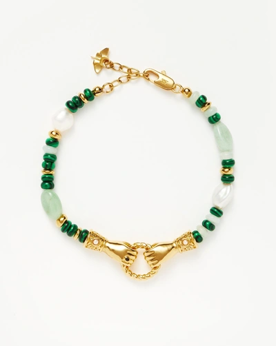 Missoma Harris Reed In Good Hands Beaded Gemstone Bracelet 18ct Gold Plated/multi Green Gemstone & Pearl Gol