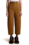 Khaite Hewey Cropped Wide-leg Pants In Brown