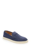 Brunello Cucinelli Suede Slip-on Sneaker In C7665 Deep Blue