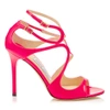 JIMMY CHOO LANG Shocking Pink Neon Patent Sandals