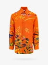 Etro Flower Print Silk Loose Shirt In Orange