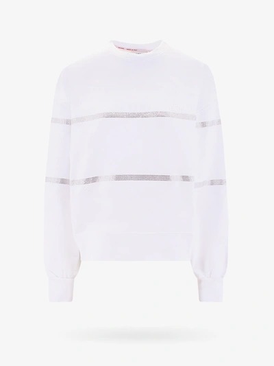 Gcds Horizontal-stripe Long-sleeve Sweatshirt In White