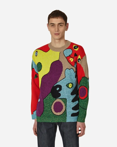 Kenzo Mens Purple Abstract-pattern Relaxed-fit Cotton-blend Jumper In Multicoloured