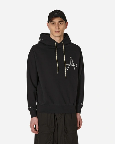 Aries Graphic Print Drawstring Hoodie In Black