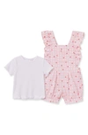 LITTLE ME STRAWBERRY T-SHIRT & OVERALLS SET