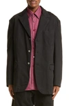 Raf Simons Easy Fit Washed Denim Blazer In Black 0099