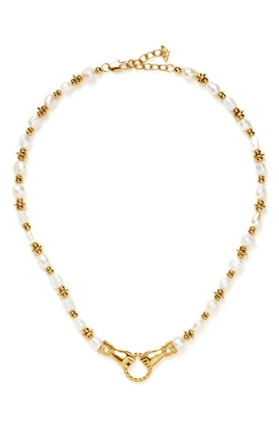 Missoma X Harris Reed In Good Hands Beaded Pendant Necklace In Gold