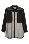 RICK OWENS OVERSIZE SHEER BUTTON-UP SHIRT