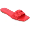 Journee Collection Women's Sawyerr Tru Comfort Foam Wide Width Dual Braided Band Slide Sandals In Red