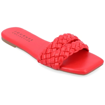 Journee Collection Women's Sawyerr Wide Width Braided Square Toe Sandals In Red