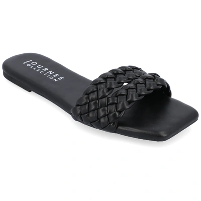 Journee Collection Women's Sawyerr Wide Width Braided Square Toe Sandals In Black
