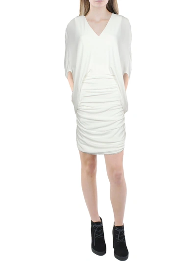 Halston Womens Mini V-neck Cocktail And Party Dress In White
