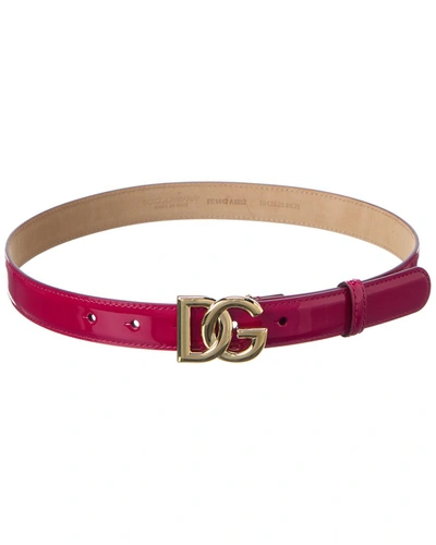 Dolce & Gabbana Dg Patent Belt In Pink