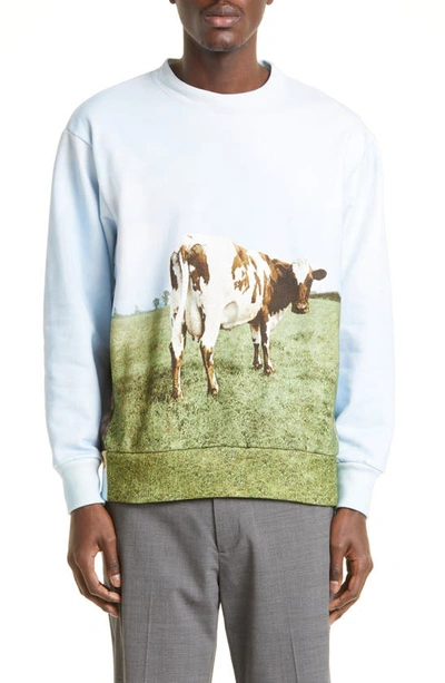 Undercover C/s Cow Print Sweatshirt In Blue