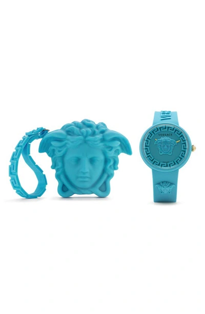 Versace Medusa Pop Silicone Watch, 39mm In Blue