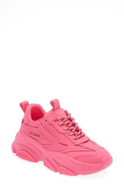 Steve Madden Possession Trainer In Pink Neon