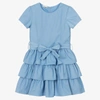 IDO JUNIOR IDO JUNIOR GIRLS BLUE RUFFLE DRESS