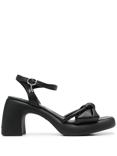 Karl Lagerfeld Knot-detail Leather Sandals In Black