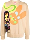 Kenzo Appliqué-detail Sweatshirt In Beige