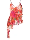 MSGM MSGM FLORAL-PRINT ASYMMETRIC DESIGN TOP