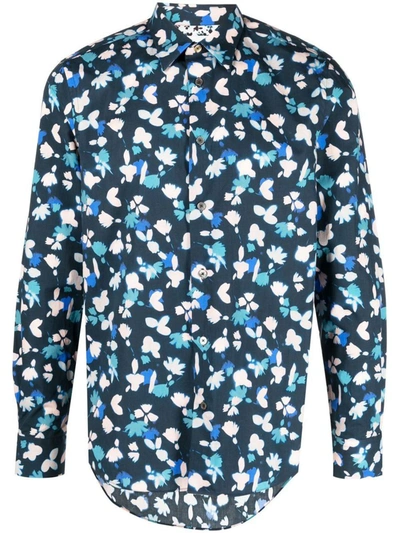 Paul Smith Long-sleeve Cotton Shirt In Blue